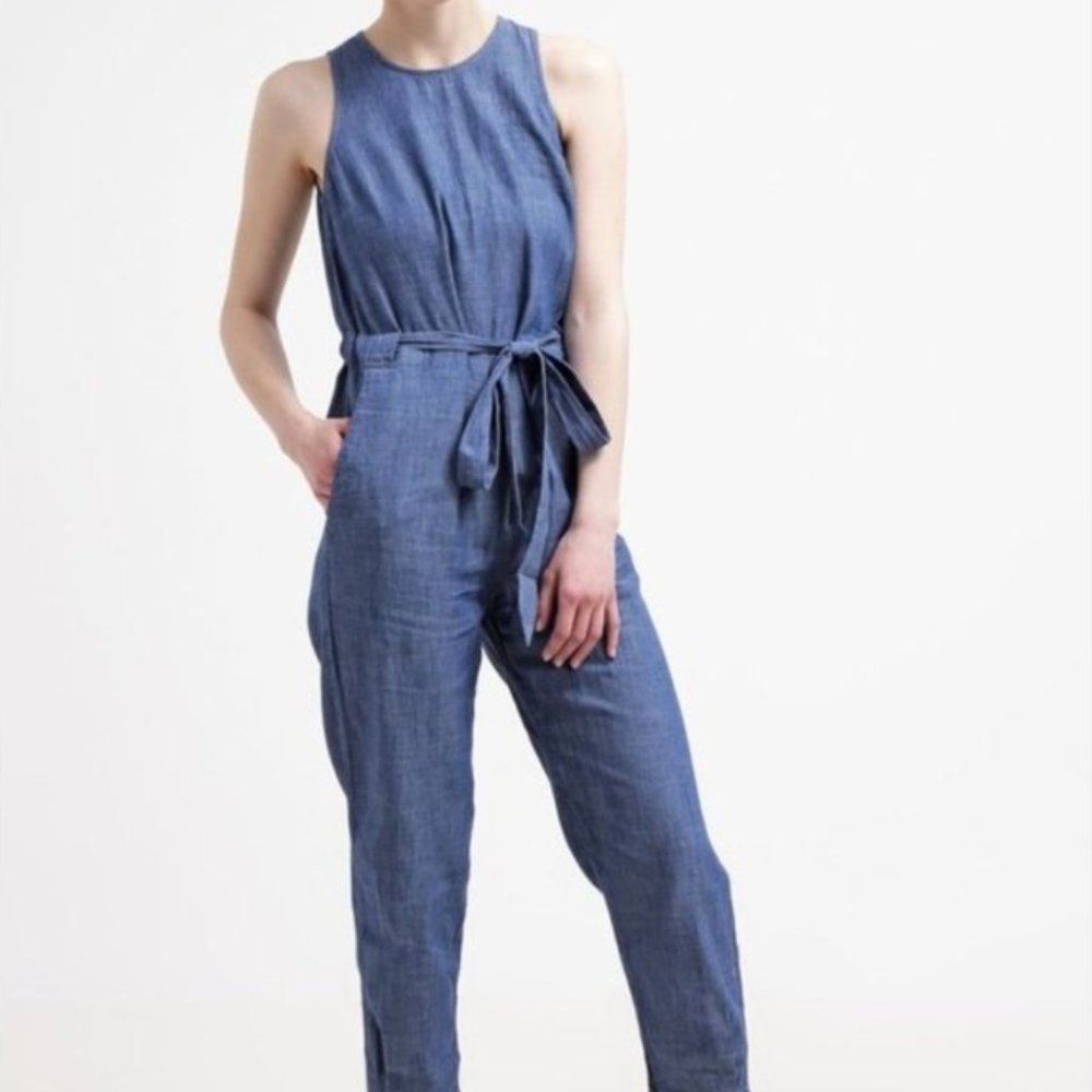 Gap Denim Tie Waist Jumpsuit